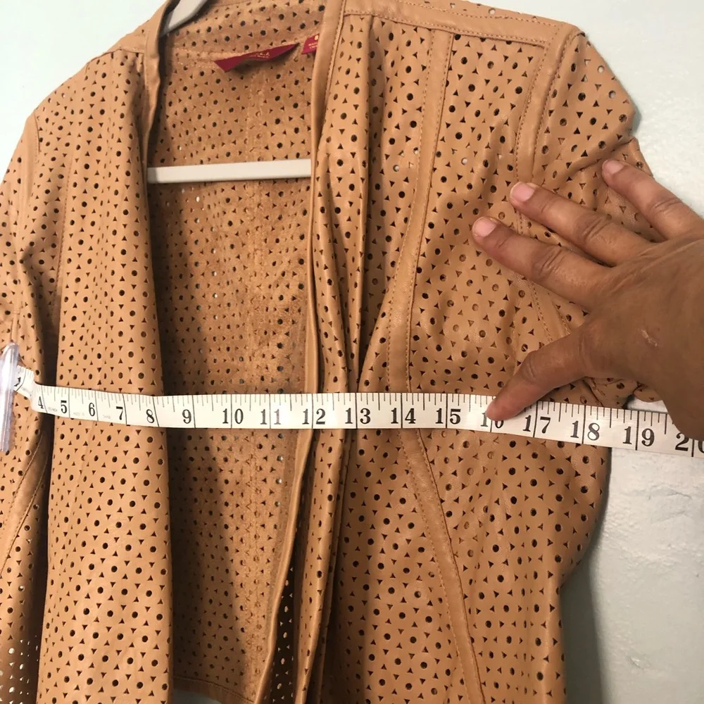 G.I.L.I Tan‎ Faux Leather Lasercut Jacket Sz. 8